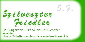 szilveszter friedler business card